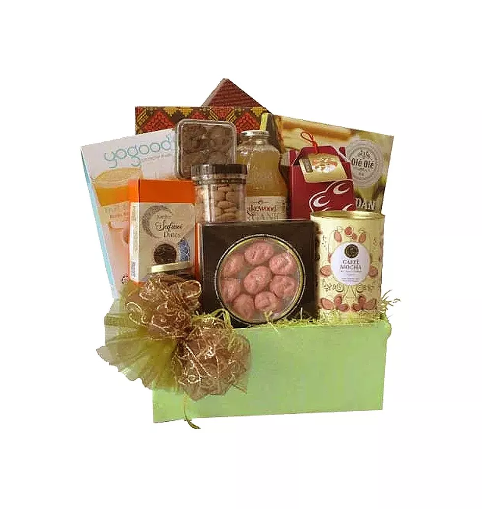 Plentiful Hamper of Cookies, Dates, Honey and Juices