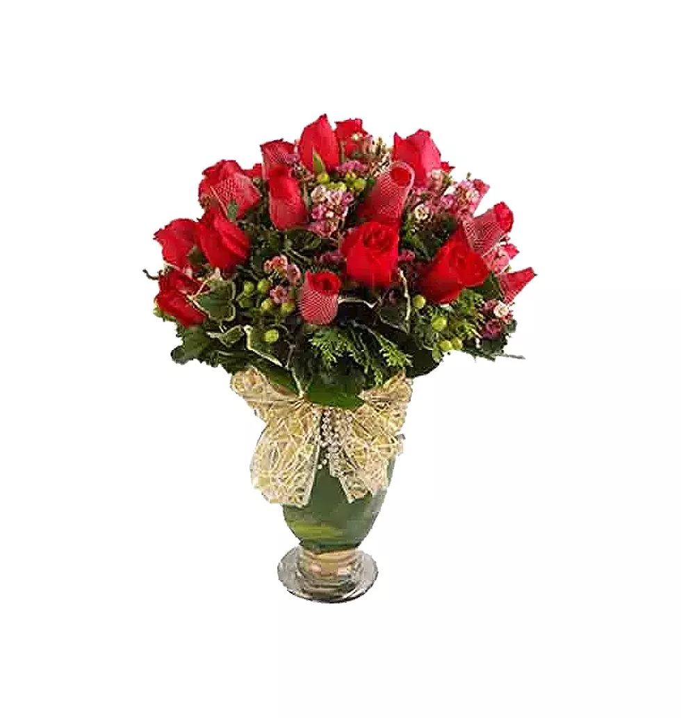 Glorious Arrangement of Red Roses in a Vase