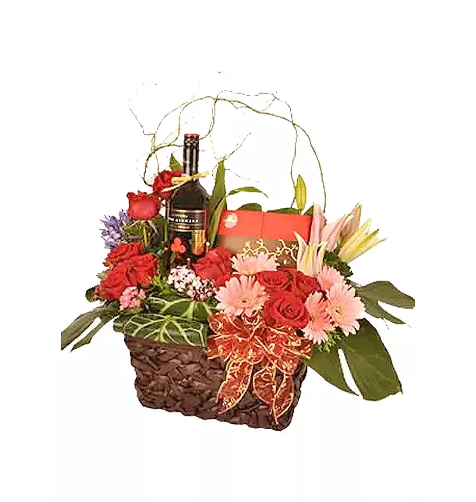 Captivating Arrangement of Various Flowers in a Basket