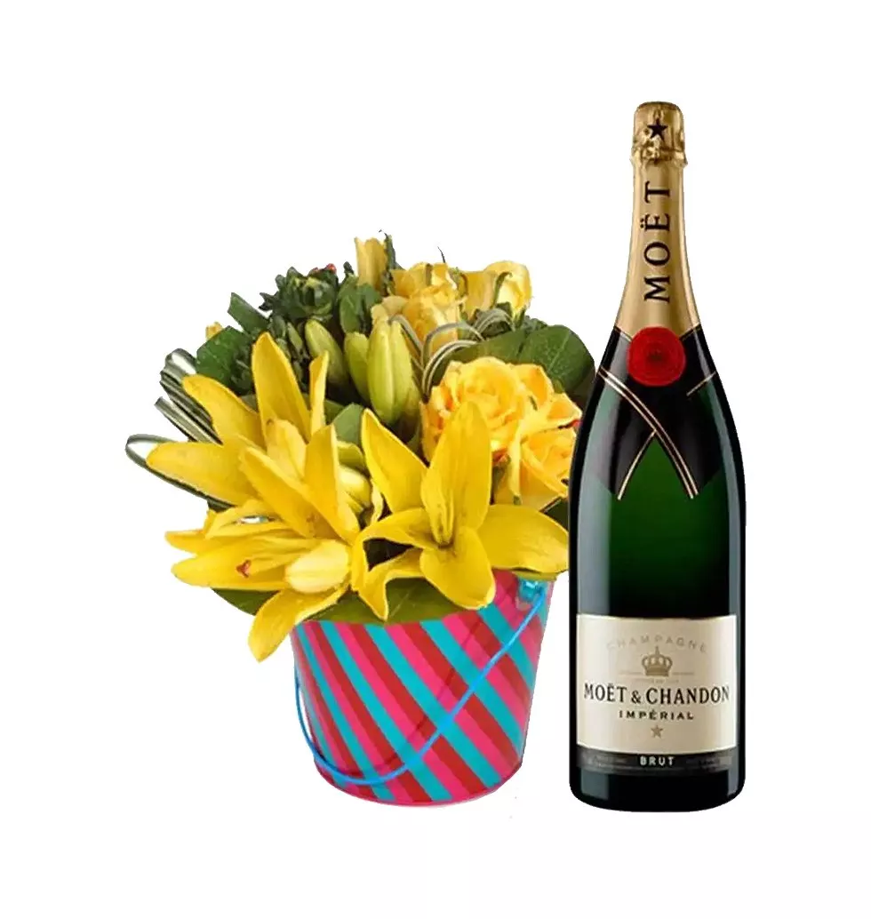 Mouton Rothschild Rose With Fresh Lilies