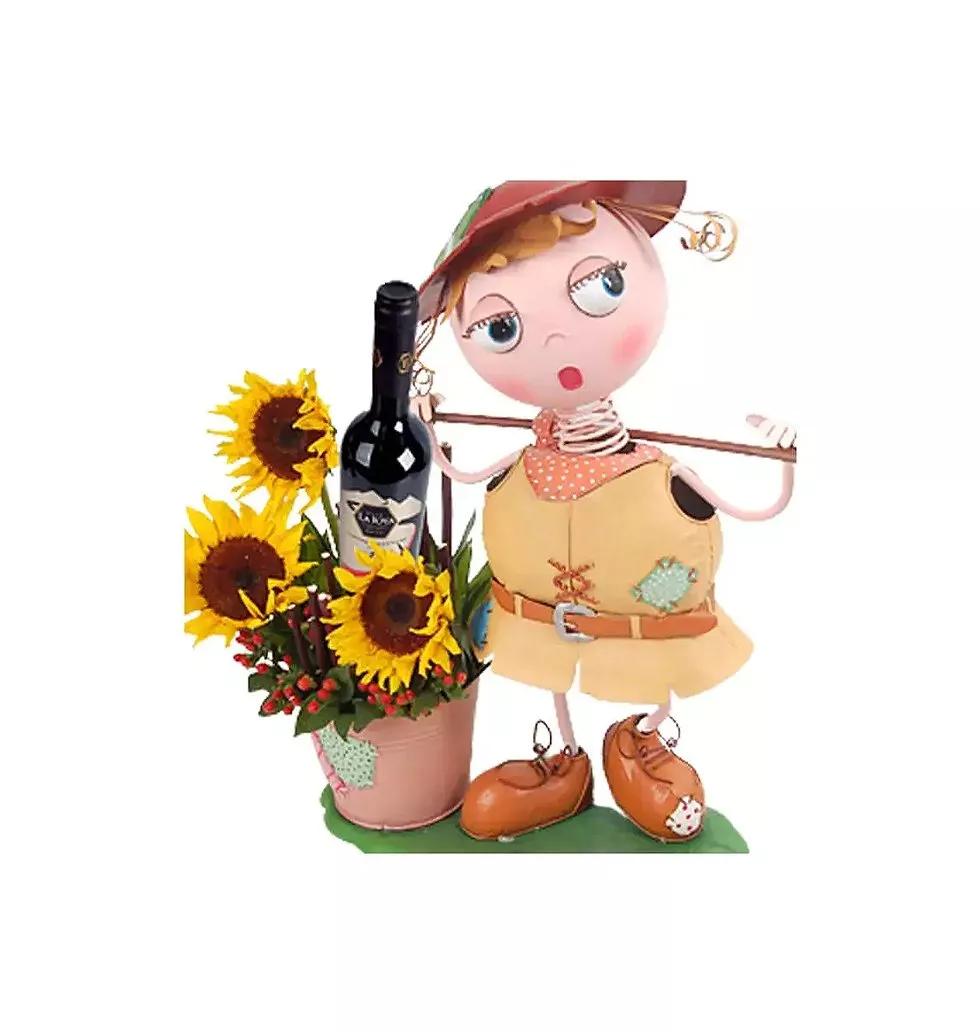 Garden Planter Gift with Wine