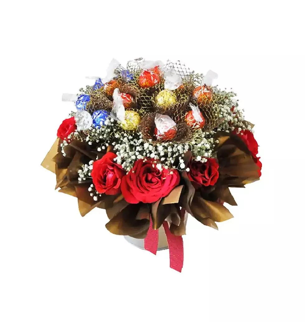 Rose covered chocolate dome