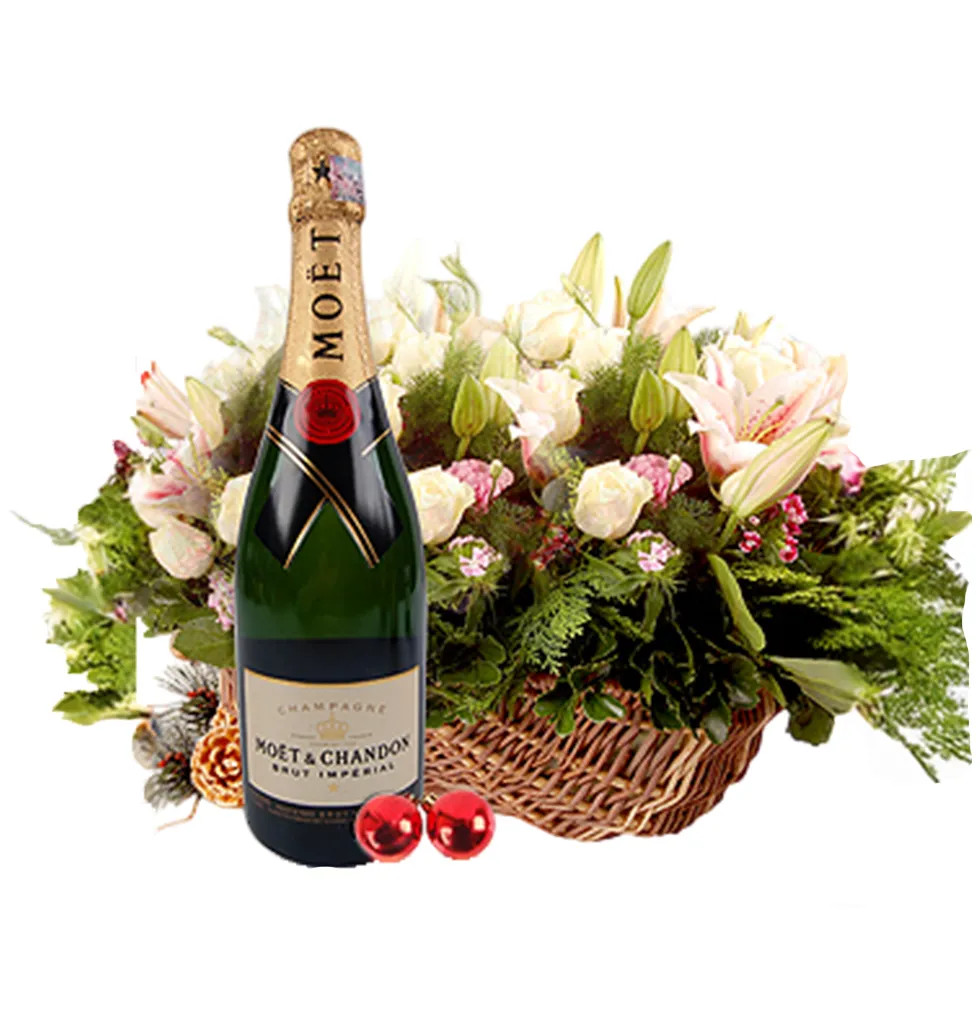 Celebration Champagne & Flower Basket Set